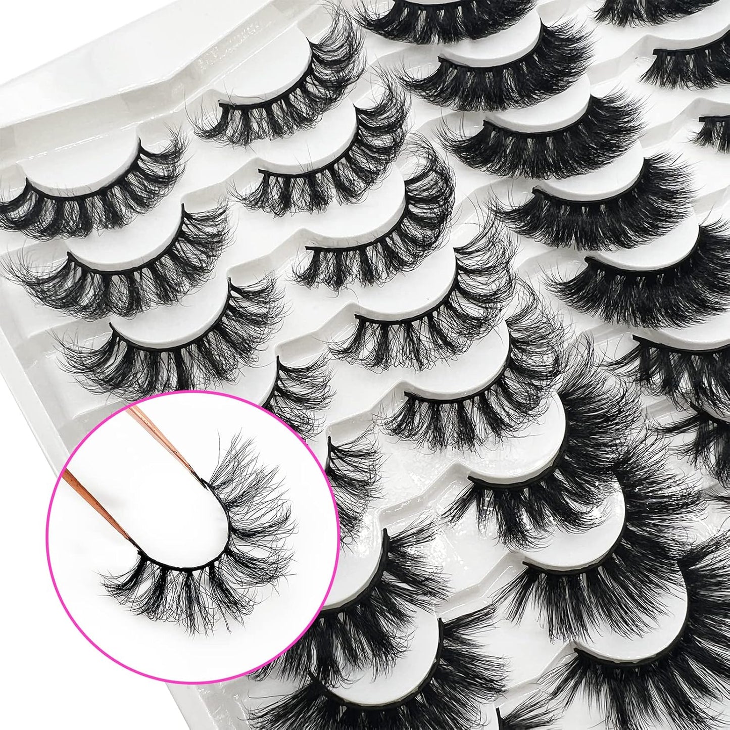 Mink Lashes Bulk False Eyelashes Natural Look, Wispy Fluffy 20 MM Strip Lashes Mink Cat Eye Lashes 18MM 3D Dramatic Mink Eye Lashes Pack - 4 Styles