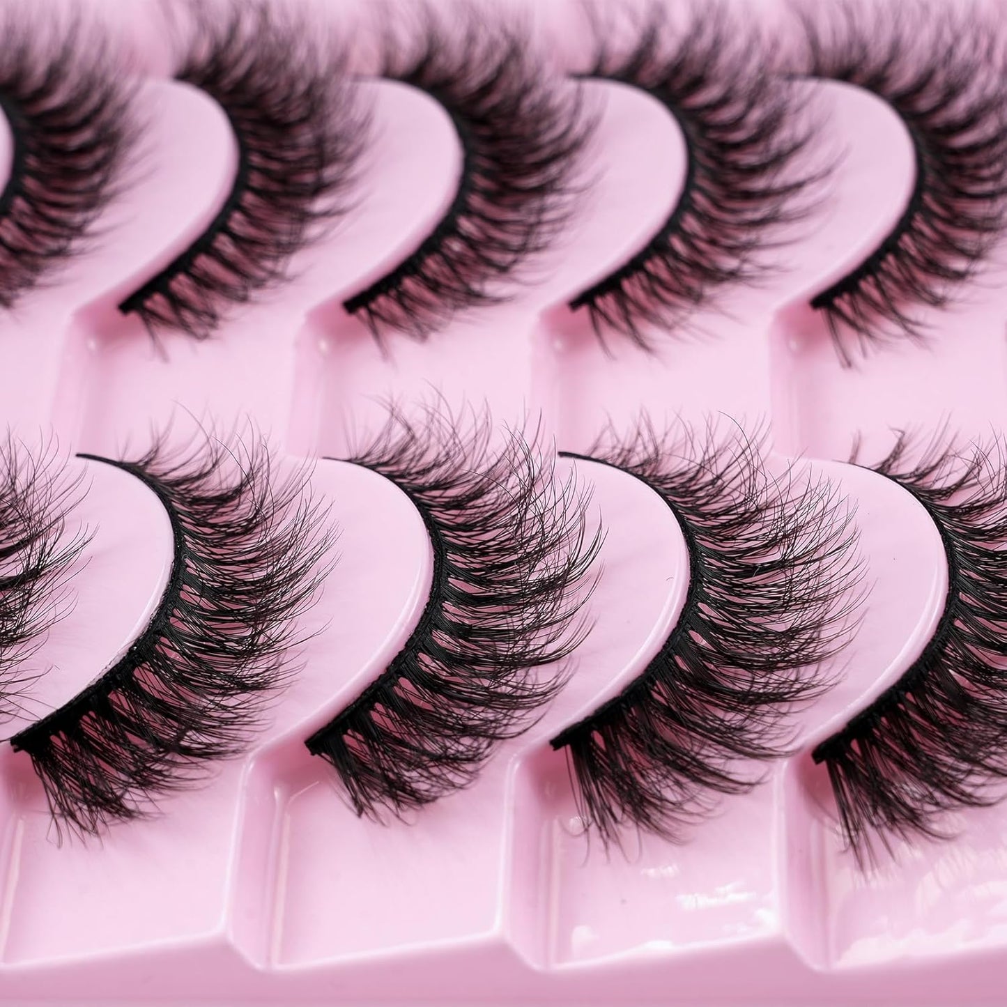 False Eyelashes 10 Pairs 3D Natural Wispy Lashes Cat Eye Lashes Mink Lashes Fluffy Thick and Soft Lashes (W55), Black