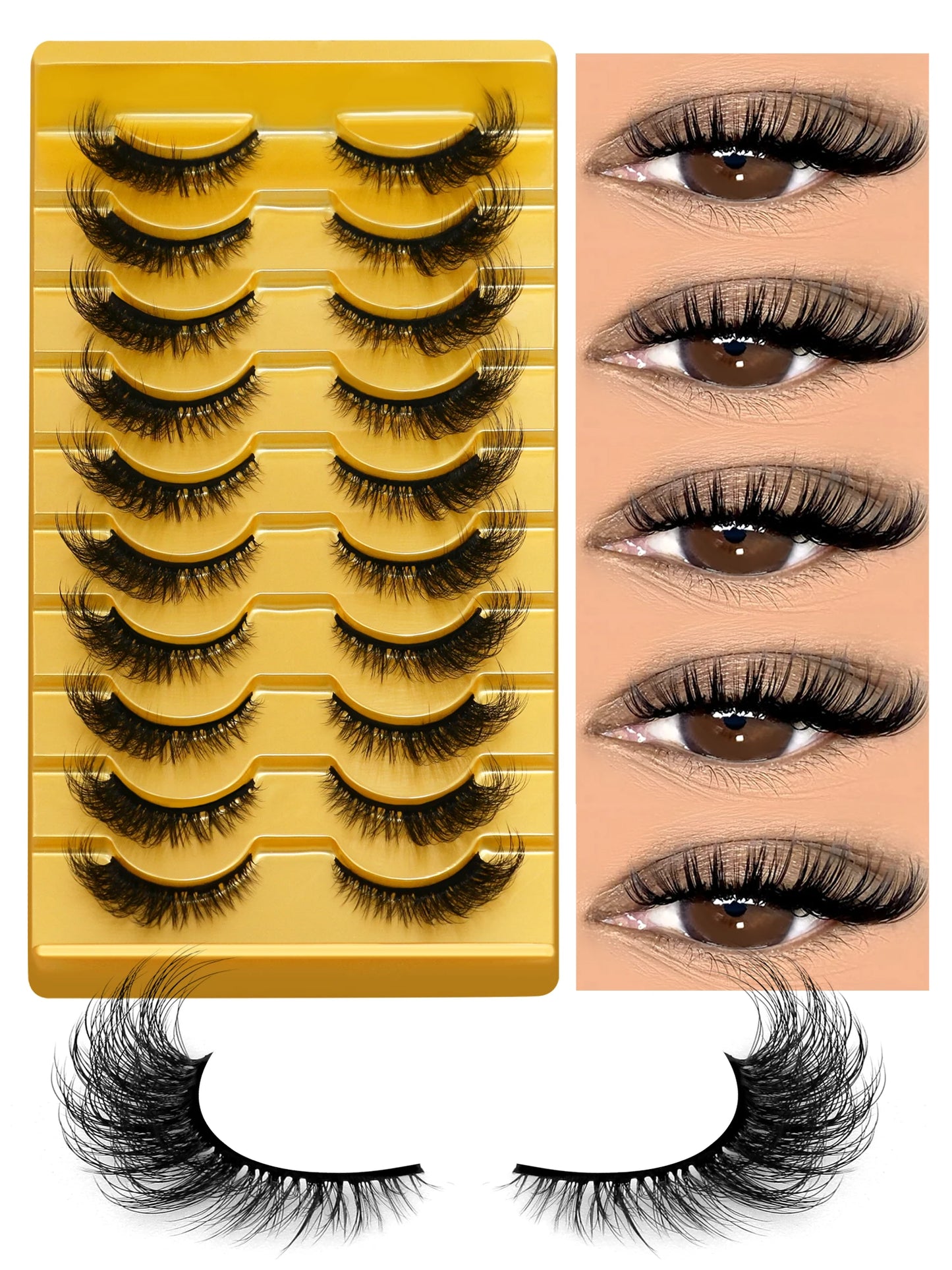 Cat Eye Lashes Fluffy Faux Mink Eyelashes Soft Cross Wispy Natural Winged End Eye Elongated Eyelashes Natural Lashes