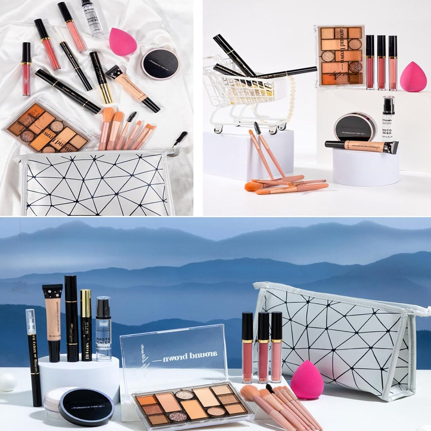 Professional Makeup Kit | Makeup Kit Women | Full Kit Makeup | Makeup Bundle Women, Complete Makeup Set, Eyeshadow Lipstick Kit, Makeup Storage Bag Set, Mirrored Makeup Bundle, Cosmetic Bundle Women
