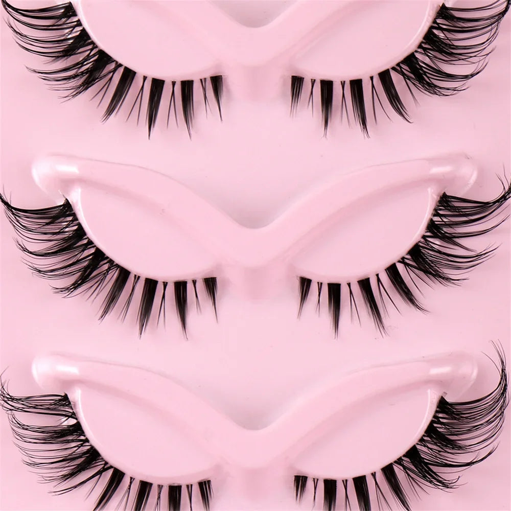 5 Pairs 3D Winged End Eye Elongated Eyelashes Transparent Stems Cat Eye Lashes Fox Eye False Eyelashes Manga Lashes
