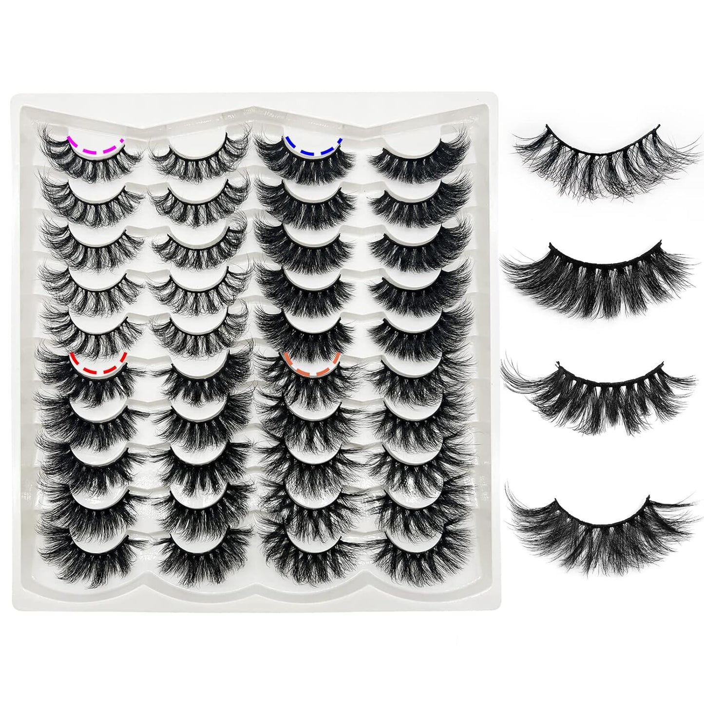 Mink Lashes Bulk False Eyelashes Natural Look, Wispy Fluffy 20 MM Strip Lashes Mink Cat Eye Lashes 18MM 3D Dramatic Mink Eye Lashes Pack - 4 Styles