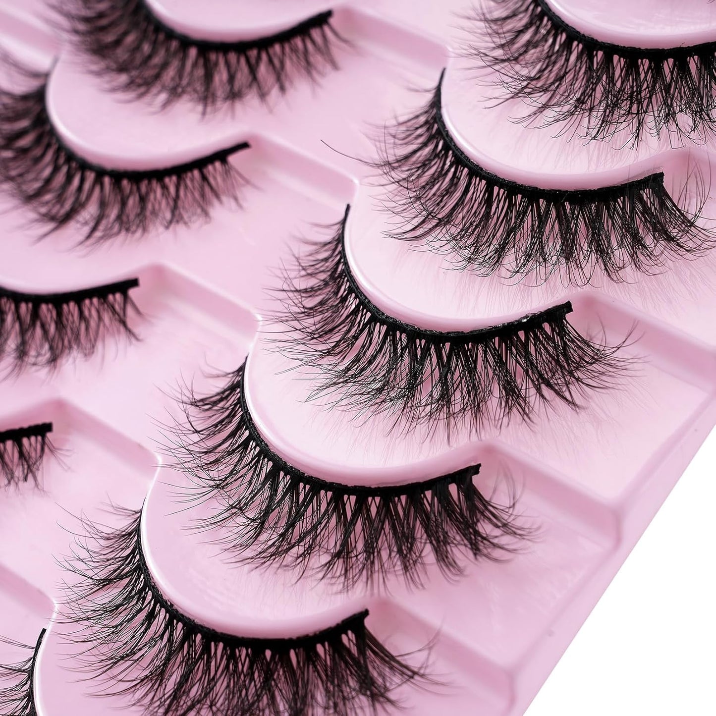 False Eyelashes 10 Pairs 3D Natural Wispy Lashes Cat Eye Lashes Mink Lashes Fluffy Thick and Soft Lashes (W55), Black