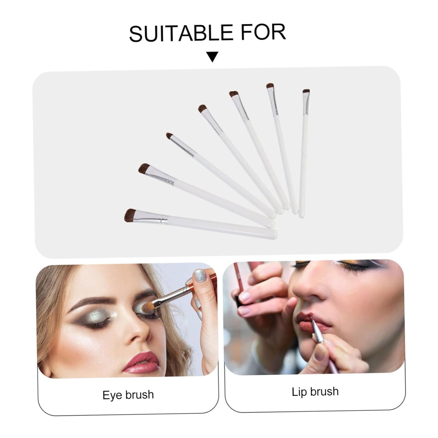2Sets Makeup Brushes for Eye Shadow Eye Shadow Brush Set Wood Handle Long Handle Powder Applicator 7Pcs*2