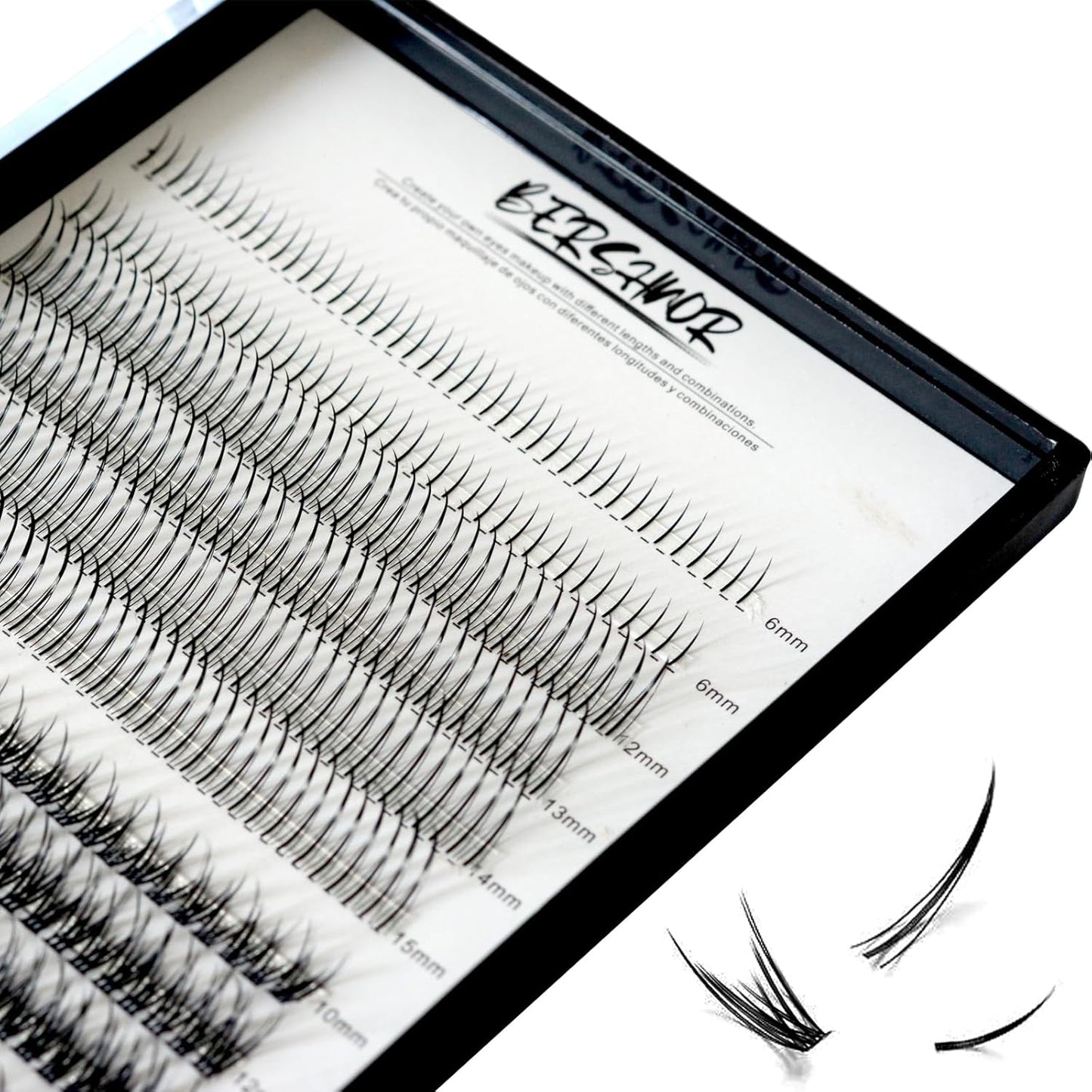 Bluesmurfs Individual False Lash DIY Eyelash Extensions 348 Clusters Lashes CD Curl Long Lashes Volume Individual Lashes Mixed Tray Faux Mink Fake Eyelashes Top Bottom Lashes DIY at Home (6-15Mm MIX)