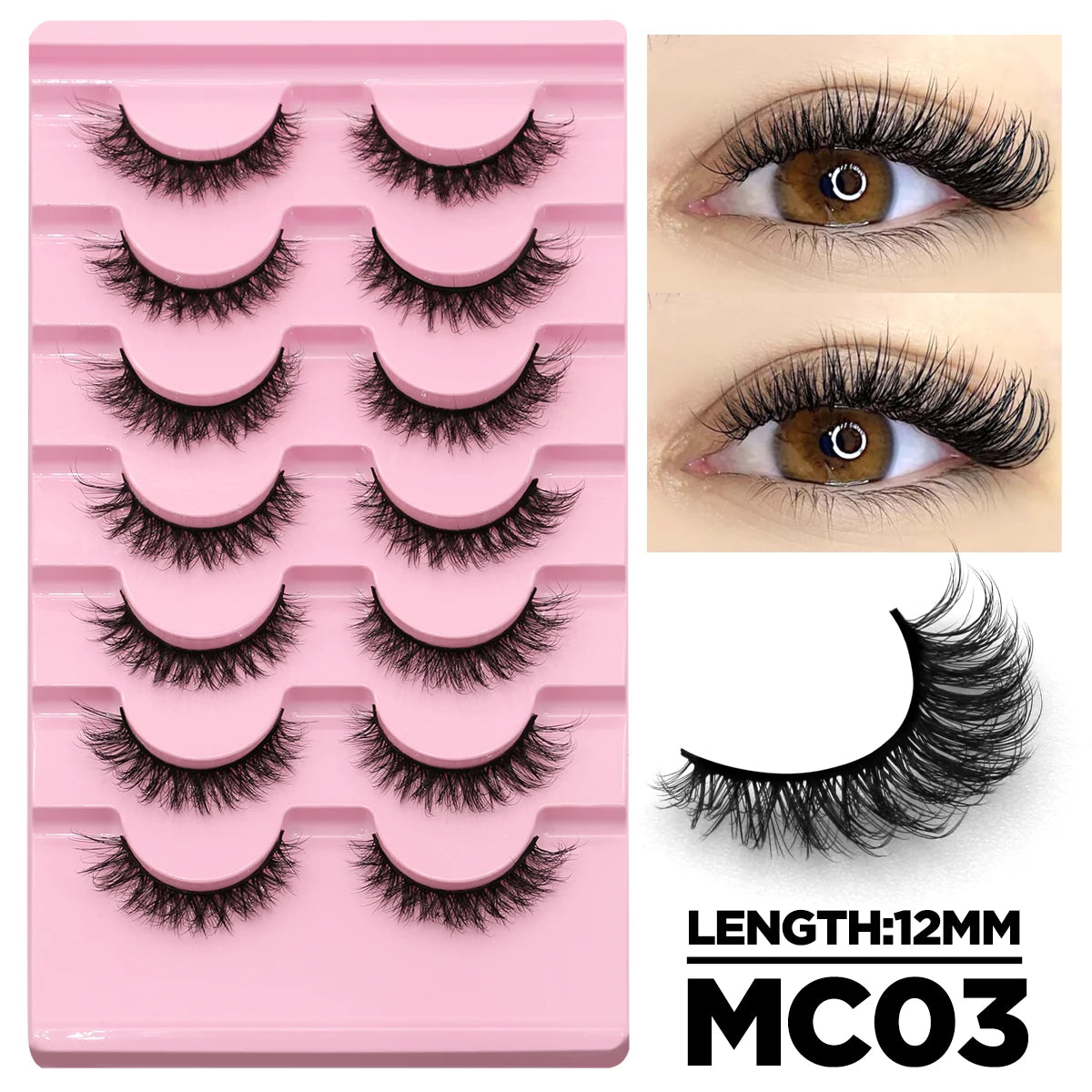 Cat Eye Lashes Fluffy Faux Mink Eyelashes Soft Cross Wispy Natural Winged End Eye Elongated Eyelashes Natural Lashes