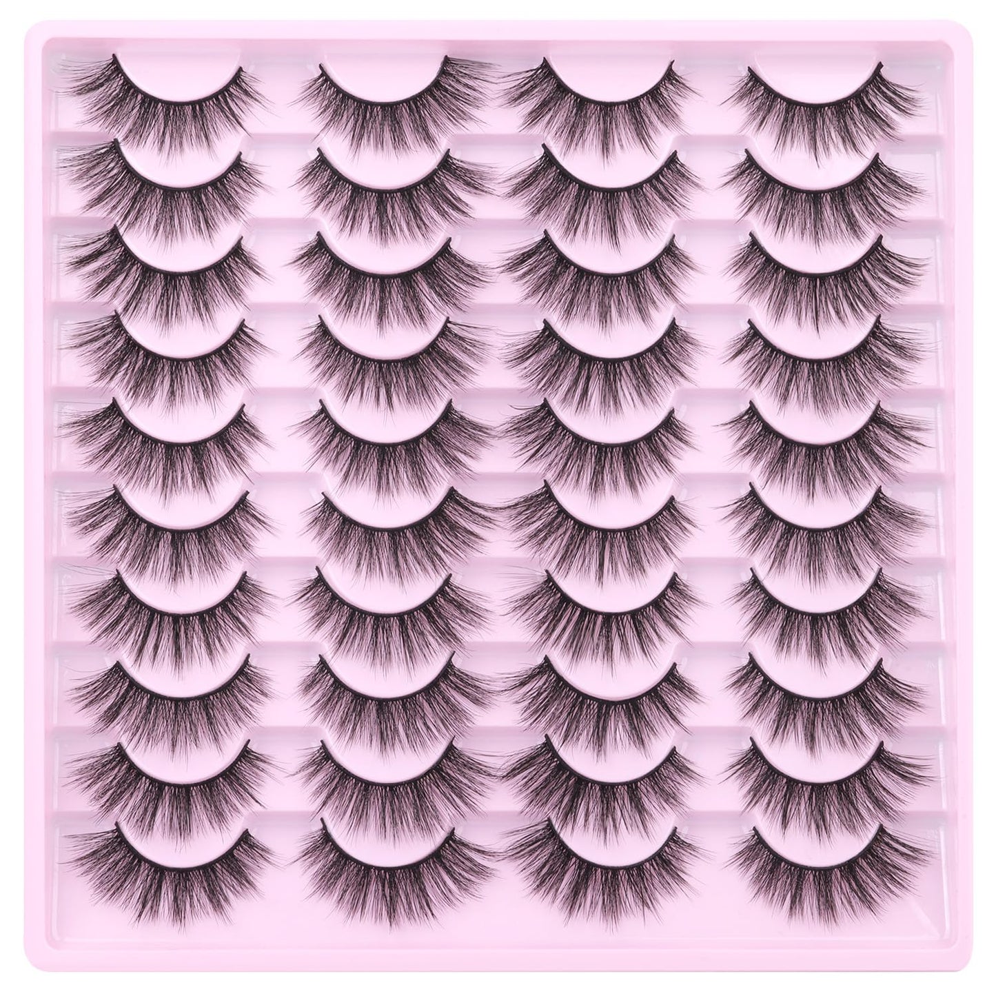 20 Pairs Lashes Wispy Faux Mink Lashes 15Mm Cat Eye False Eyelashes Natural Look 3D Volume C-Curl Strip Lashes Pack by