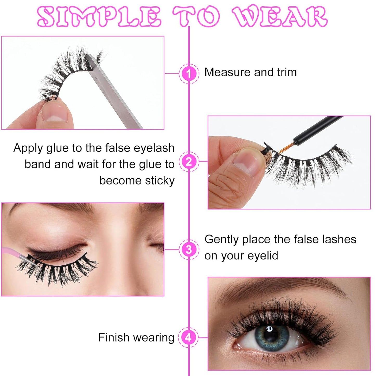 20 Pairs Fluffy Lashes False Eyelashes Mink Eyelashes 3D Volume Faux Mink Cat Eye Lashes Pack 4 Styles Mixed Natural Look Wispy Lashes Long Faux Eyelashes Adhesives Makeup Accessories for Women
