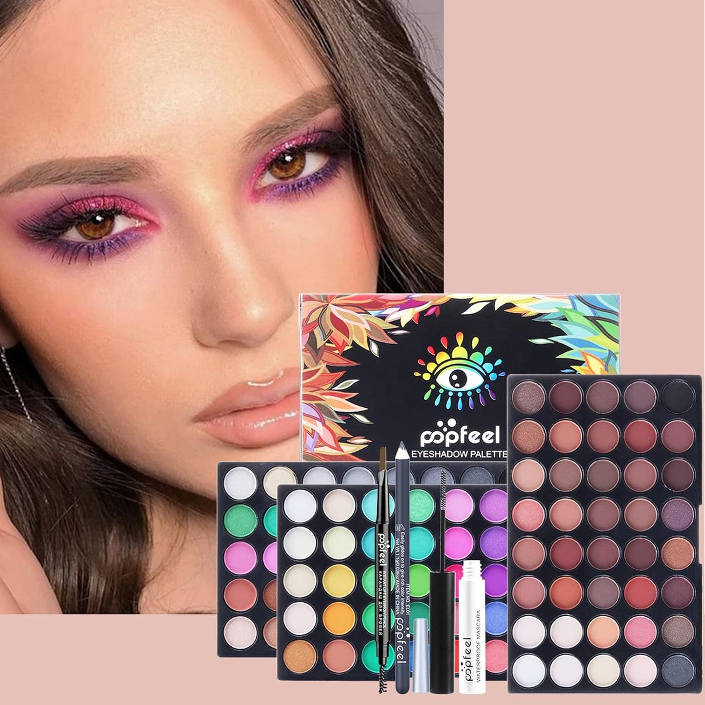 Professional Makeup Set - Full Cosmetic Kit with Makeup Bag, Eyeshadow Palette, Makeup Brushes, Lipstick, Lip Gloss, Foundation, Concealer, 50Pcs