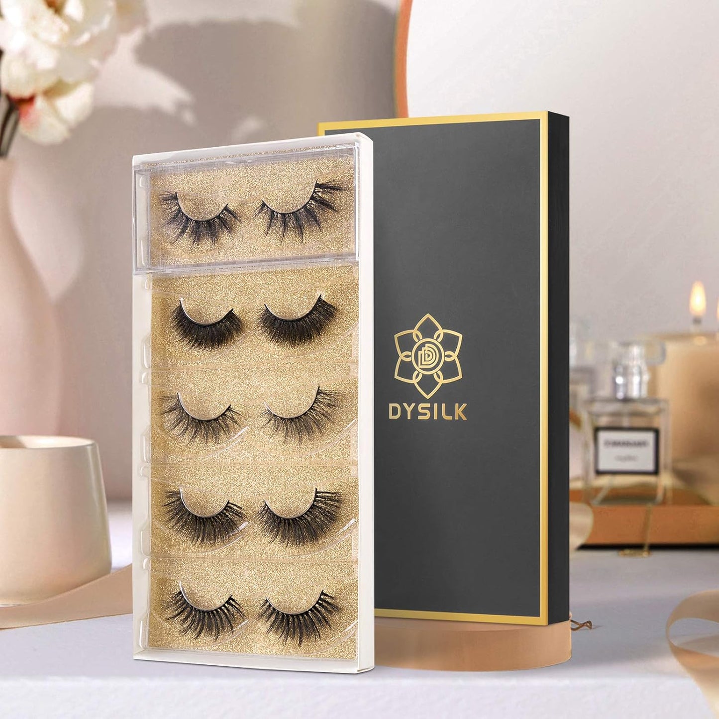 False Eyelashes Fake Lashes - Eyelashes Natural Look 5 Pairs 6D Lashes Mink Eyelashes 5 Styles Mixed Fluffy Lashes Reusable Fake Eyelashes Wispy Mink Lash Natural Look| 15Mm-18Mm