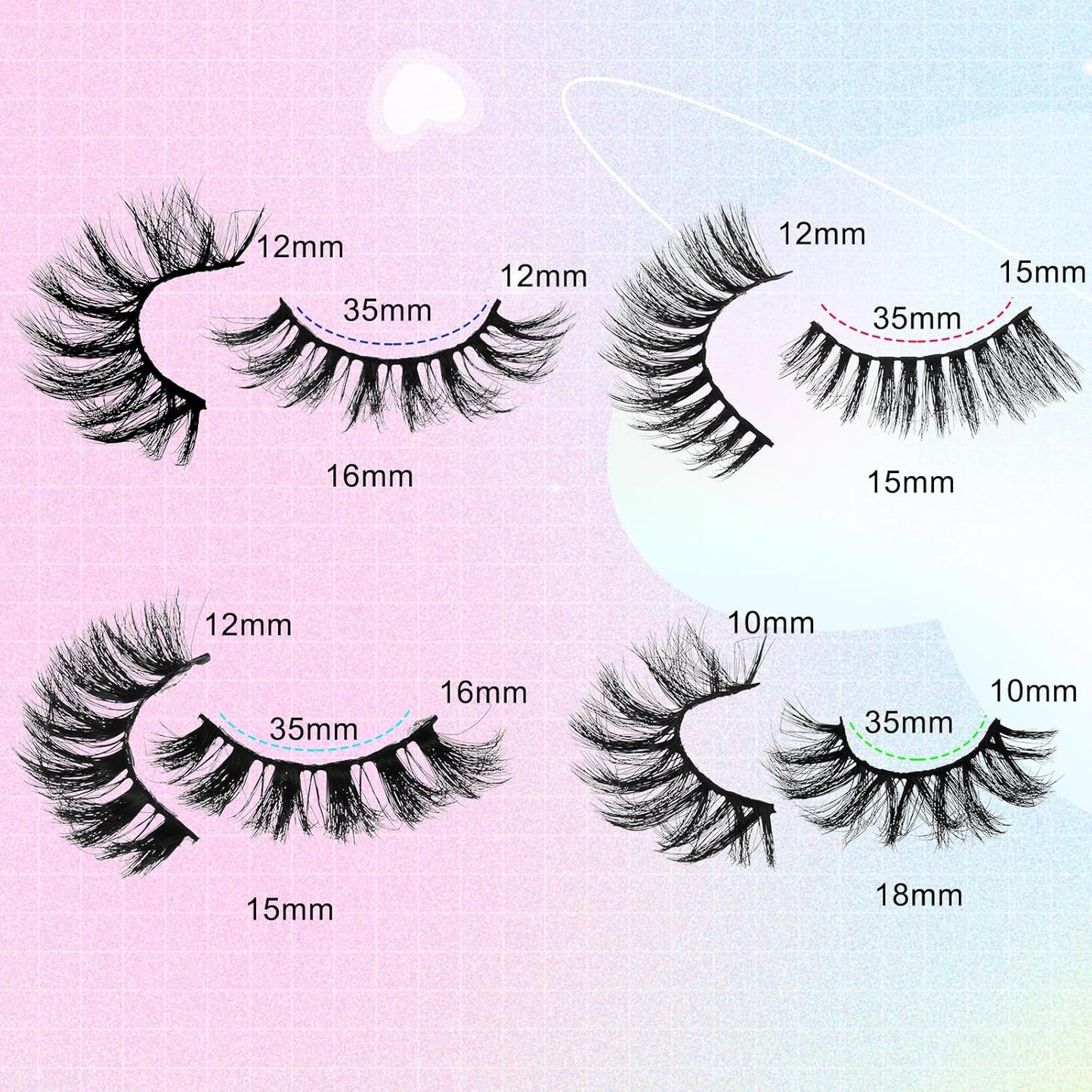 20 Pairs Fluffy Lashes False Eyelashes Mink Eyelashes 3D Volume Faux Mink Cat Eye Lashes Pack 4 Styles Mixed Natural Look Wispy Lashes Long Faux Eyelashes Adhesives Makeup Accessories for Women