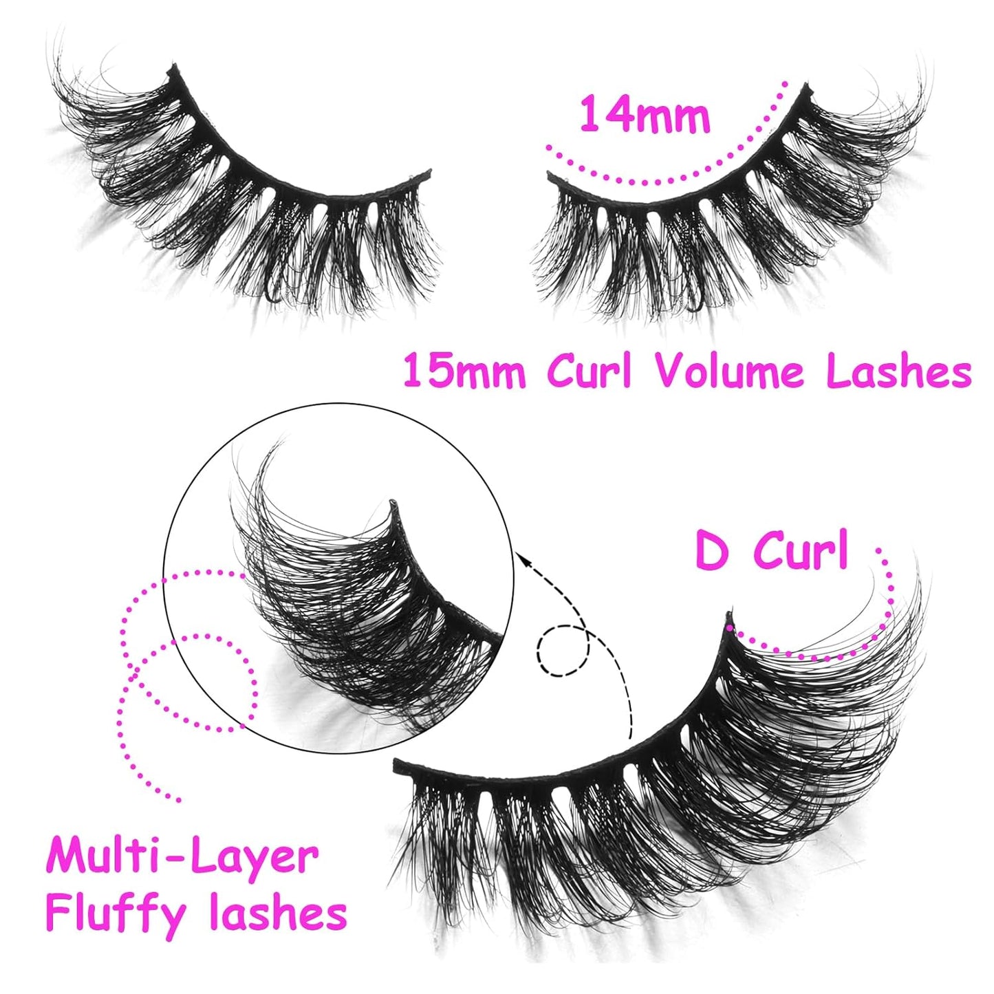 10 Pairs Half Lashes 3D Multi-Layers Fluffy Cat Eye Lashes Clear Band Natural Look False Eyelashes That Look like Extensions 15Mm Curl Volume Lashes Reusable (A2)