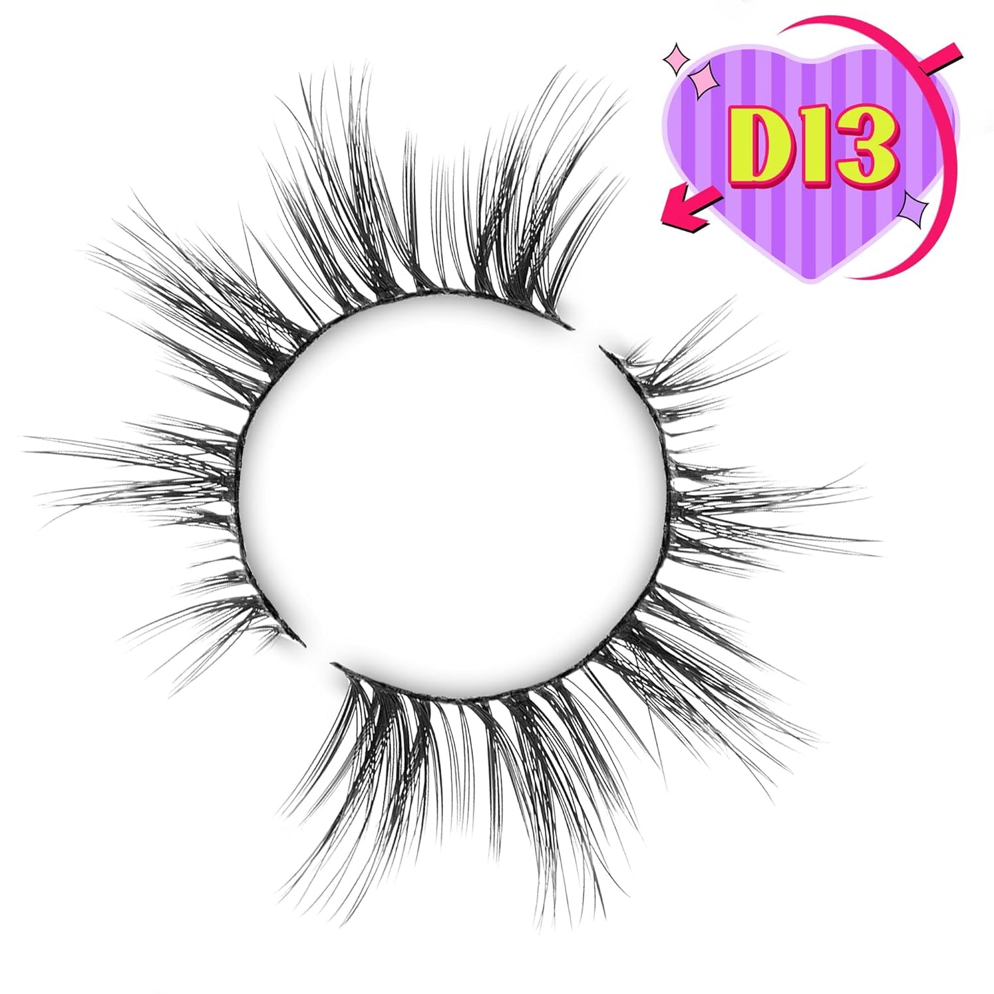 Natural Lashes Wispy Lashes Natural Look False Eyelashes Natural Flared Eyelashes False Eye Lashes Soft Fluffy Lashes 7 Pairs D13 Sexy Cat Eye-10Mm