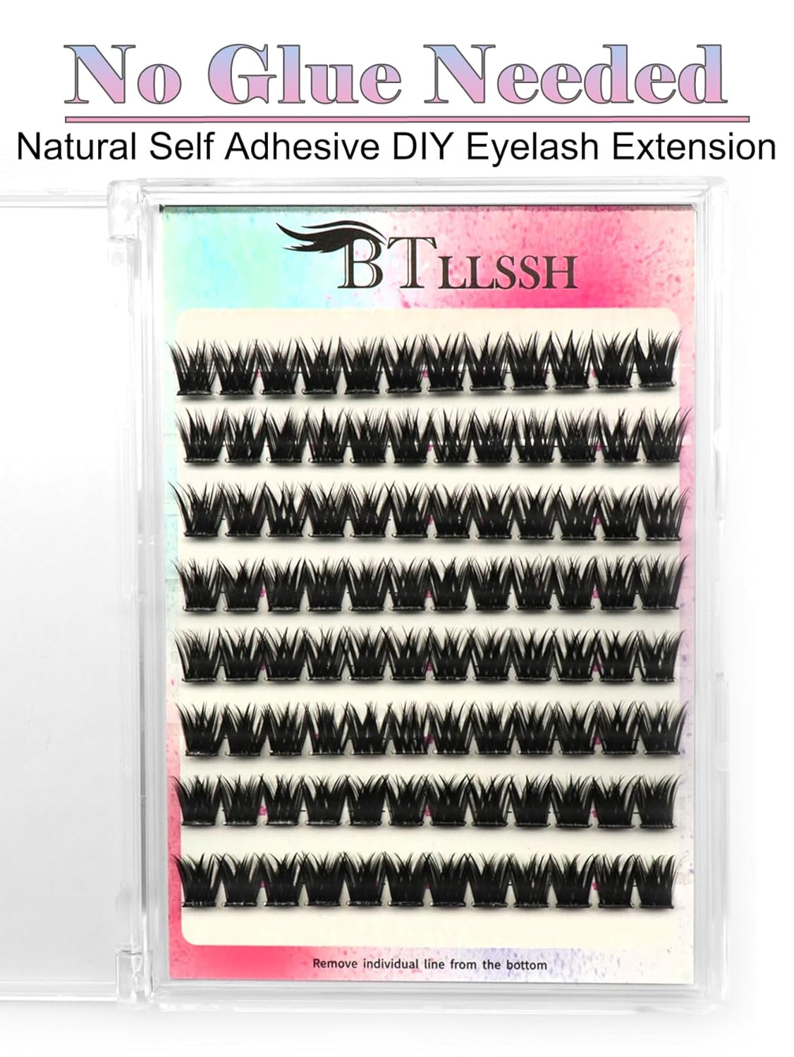 Glue-Free False Eyelashes,1S Wearing Starter Friendly Kit,Ultra Soft Clear Band,False Natural Eyelashes,Wispy Lashes Contact Lens Friendly Ac02 by