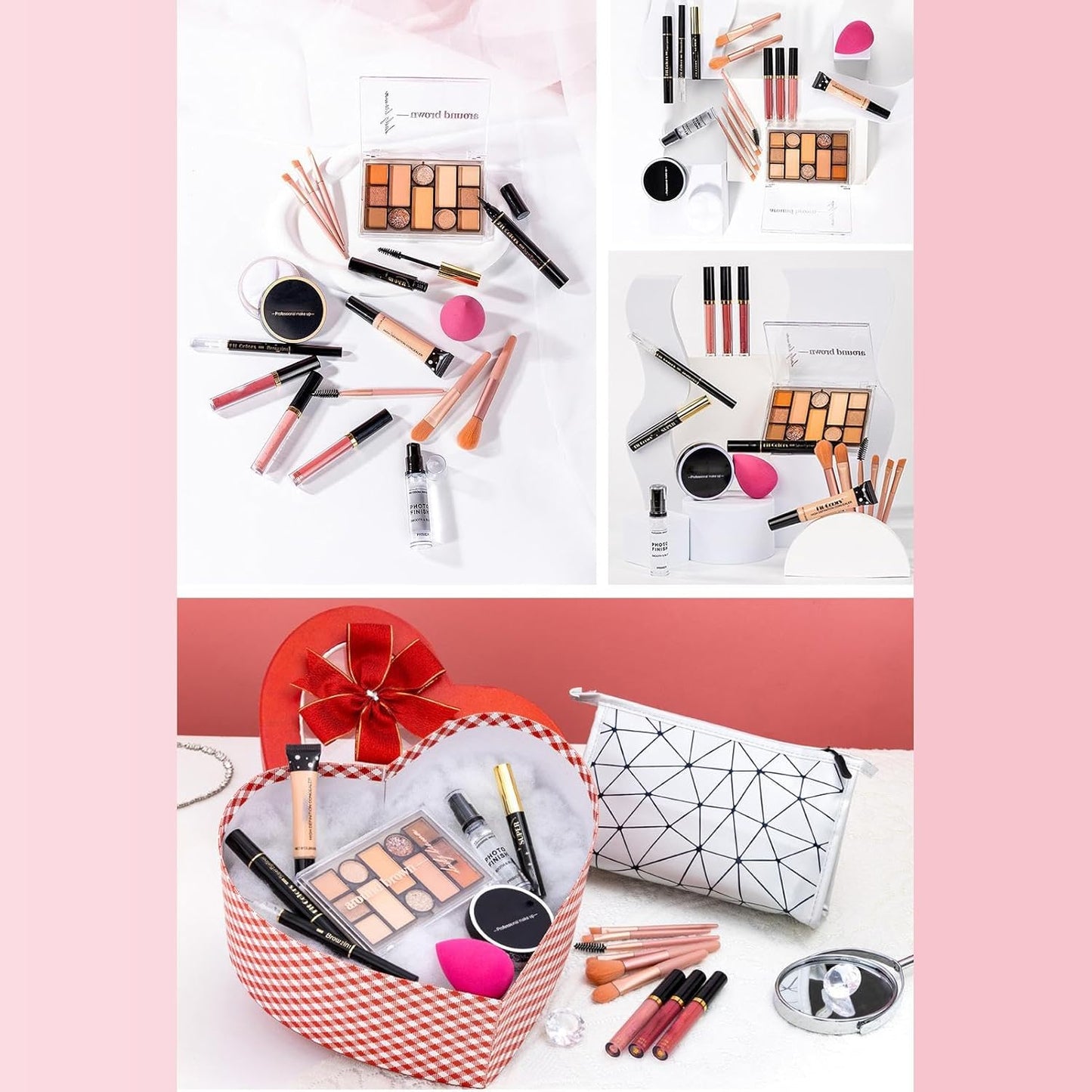 Professional Makeup Kit | Makeup Kit Women | Full Kit Makeup | Makeup Bundle Women, Complete Makeup Set, Eyeshadow Lipstick Kit, Makeup Storage Bag Set, Mirrored Makeup Bundle, Cosmetic Bundle Women