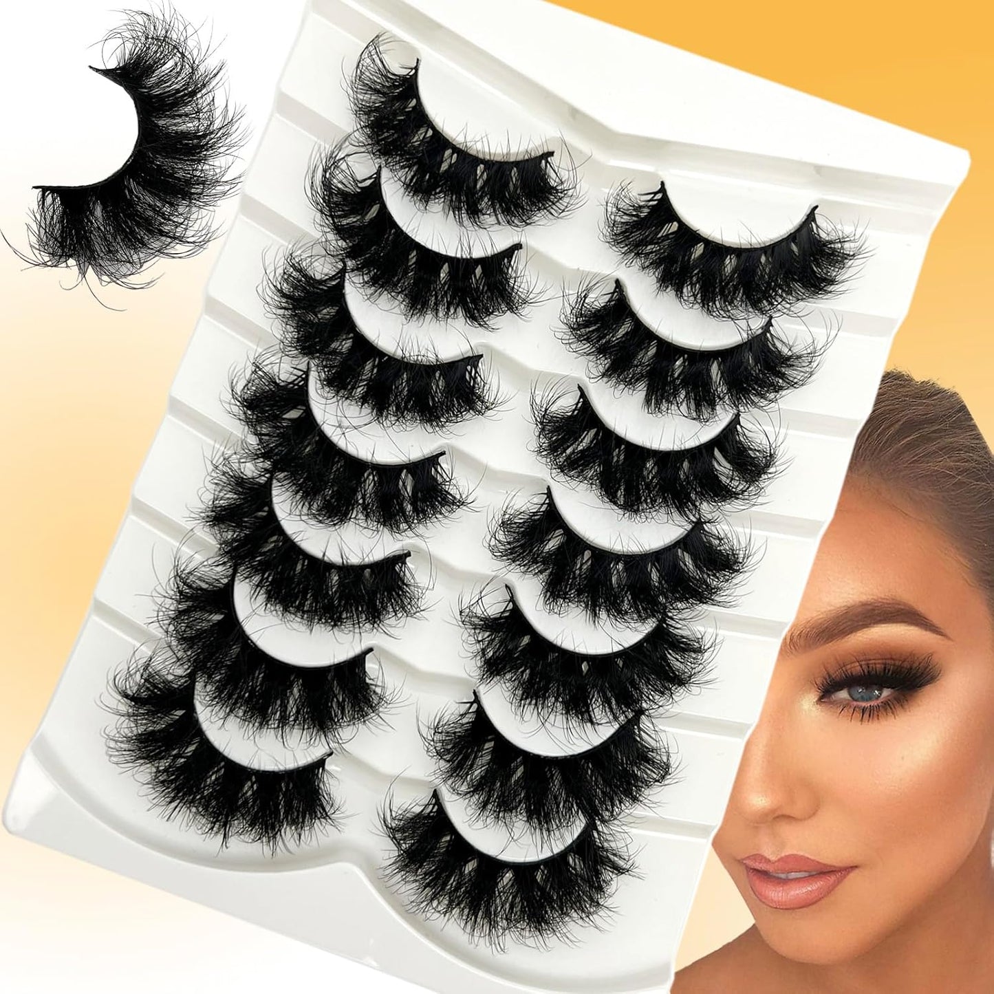 Dramatic Lashes Mink 6D Long Big Mink Strip Lashes Wispy 18Mm/20Mm D Curl Eye Lashes Pack Thick 3D Volume False Eyelashes