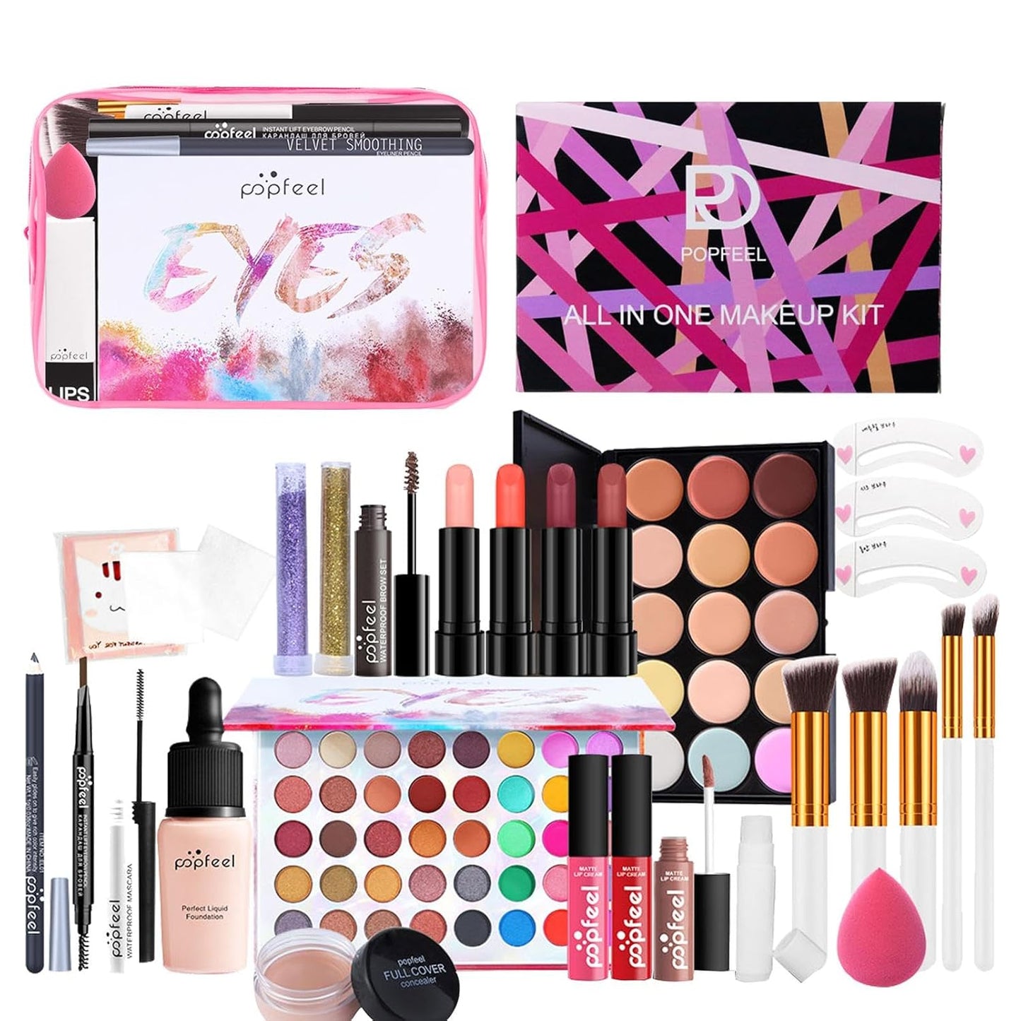 Full Face Makeup Set - Multipurpose Makeup Sets | 29 Women'S Makeup Sets | Professional Makeup Bundle Makeup Kits | Full Kit Makeup Sets Travel Portable Makeup Kit for Women, Box005B