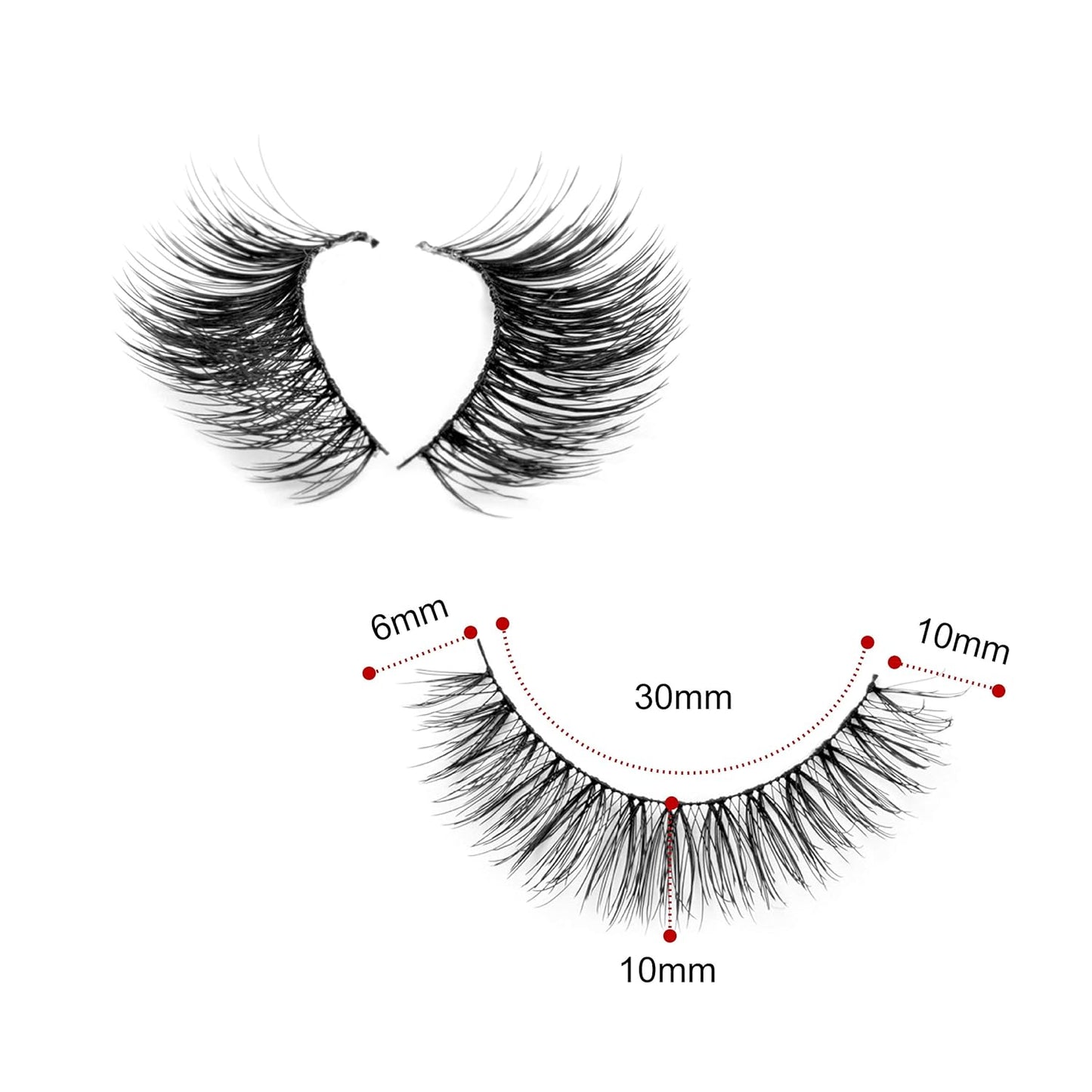 10 Pairs False Eyelashes Natural Look Eyelashes Soft Fake Lashes 100% Handmade Lashes Reusable Eye Lash Transparent Band 1 Pack by 002 Style