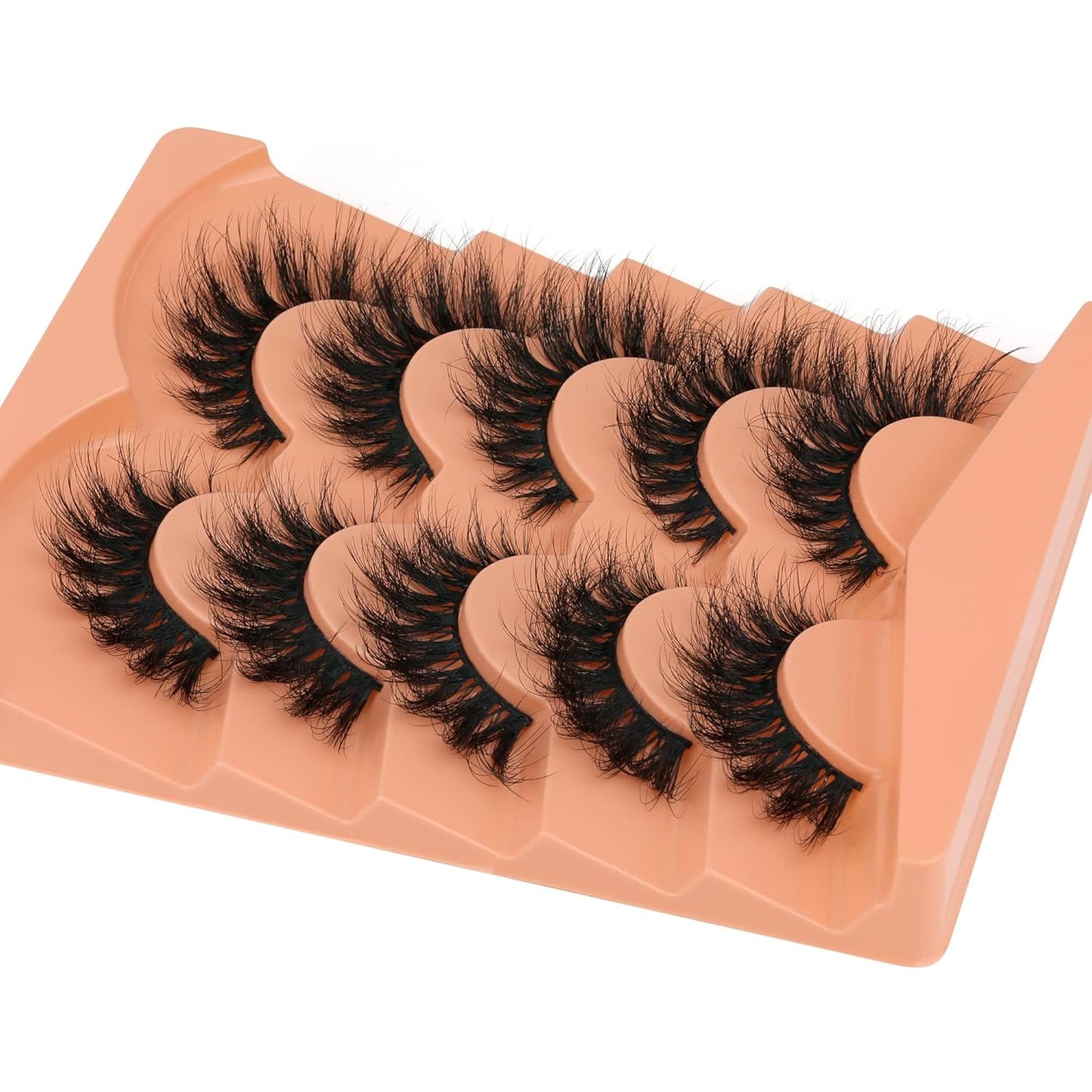 Fluffy Lashes Mink False Eyelashes Cat Eye Lashes Natural Look Volume Faux Mink Eyelashes 5 Pairs Multipack by