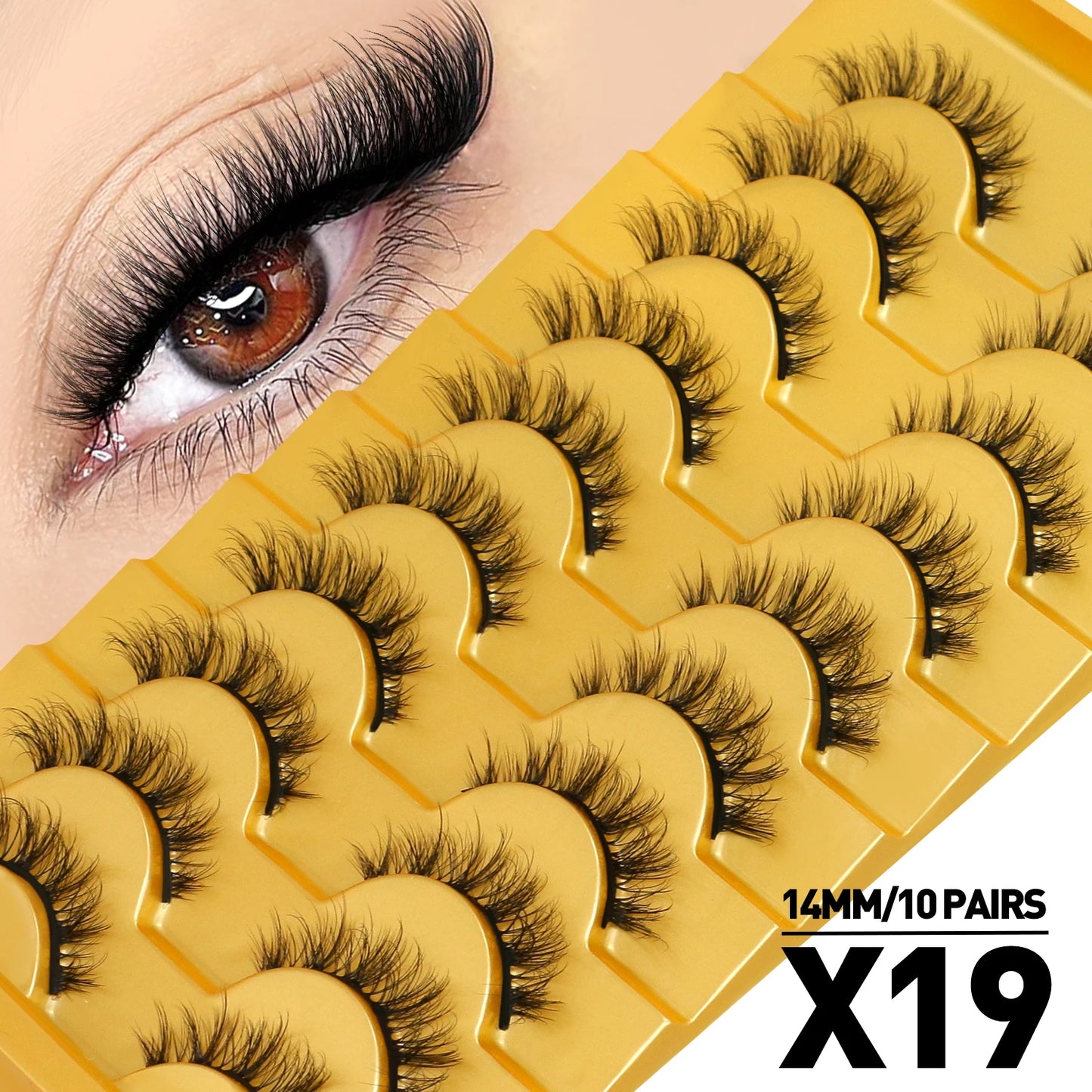 Cat Eye Lashes Fluffy Faux Mink Eyelashes Soft Cross Wispy Natural Winged End Eye Elongated Eyelashes Natural Lashes