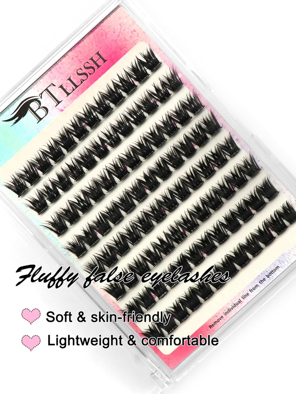 Glue-Free False Eyelashes,1S Wearing Starter Friendly Kit,Ultra Soft Clear Band,False Natural Eyelashes,Wispy Lashes Contact Lens Friendly Ac02 by