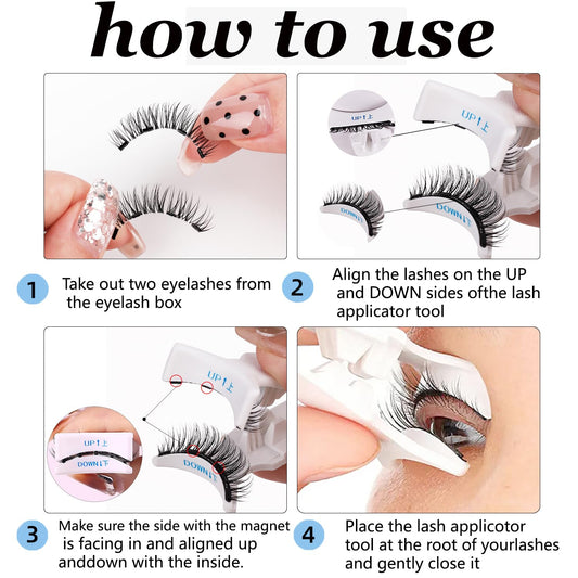 Magnetic Eyelashes Kit, Natural Cat Eye Lashes With, Reusable Magnetic Eyelashes,No Glue Needed Eyelashes with Magnets, Easy to Wear and Remove for All-Day Comfort (Fuller)