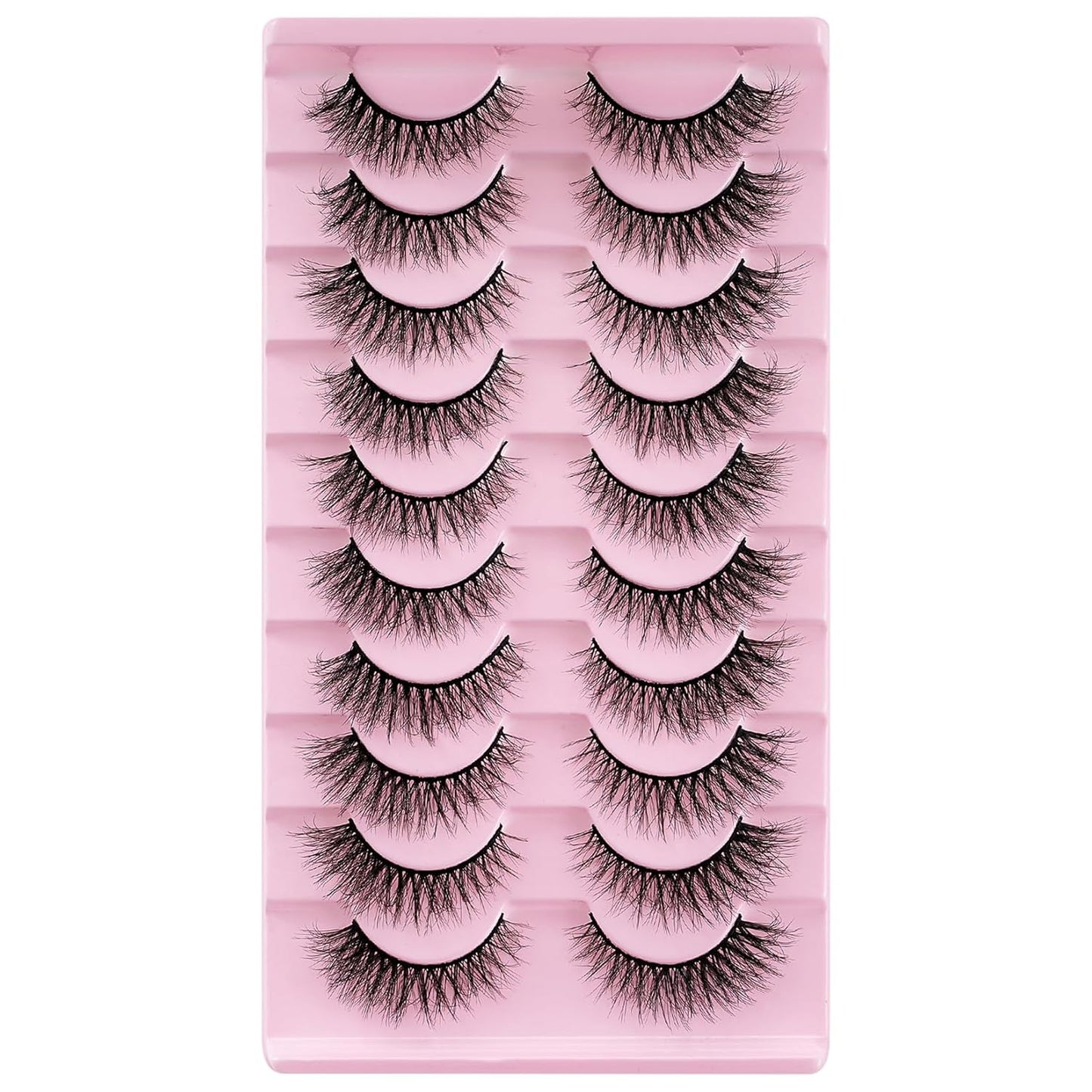 False Eyelashes 10 Pairs 3D Natural Wispy Lashes Cat Eye Lashes Mink Lashes Fluffy Thick and Soft Lashes (W55), Black
