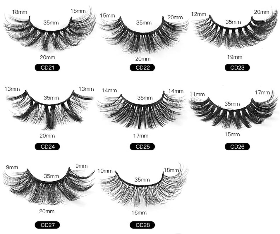 Mink Lashes Wispy False Eyelashes Cat Eye Lashes Natural Look Fluffy 8D Volume Strip Fake Eyelashes 6 Pairs Pack, Long-Lasting, Ultra-Light, CC Curl Lash Extension Effect (CD21)