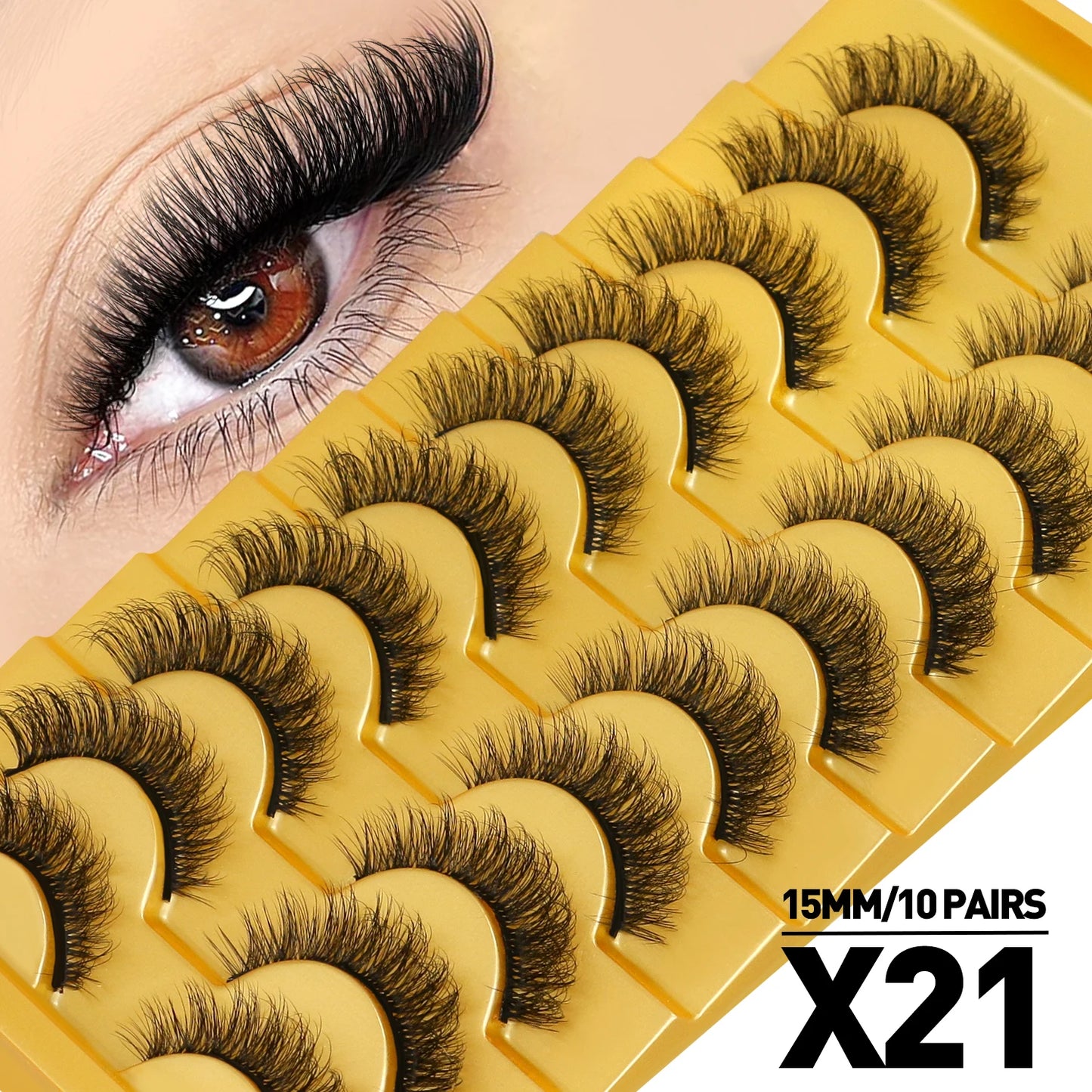 Cat Eye Lashes Fluffy Faux Mink Eyelashes Soft Cross Wispy Natural Winged End Eye Elongated Eyelashes Natural Lashes