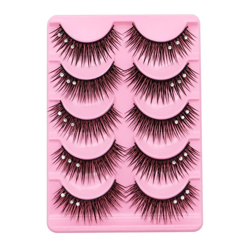 10Pair Diamond False Eyelashes for Makeup, False Eyelashes Dramatic Volume Thick Long Eye Lashes Glitter Handmade Fuffy Lashes Eye Extension