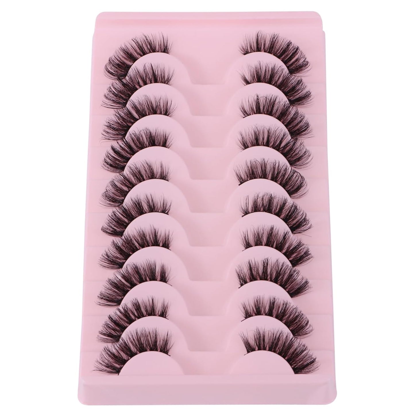 10 Pairs Half Lashes 3D Multi-Layers Fluffy Cat Eye Lashes Clear Band Natural Look False Eyelashes That Look like Extensions 15Mm Curl Volume Lashes Reusable (A2)