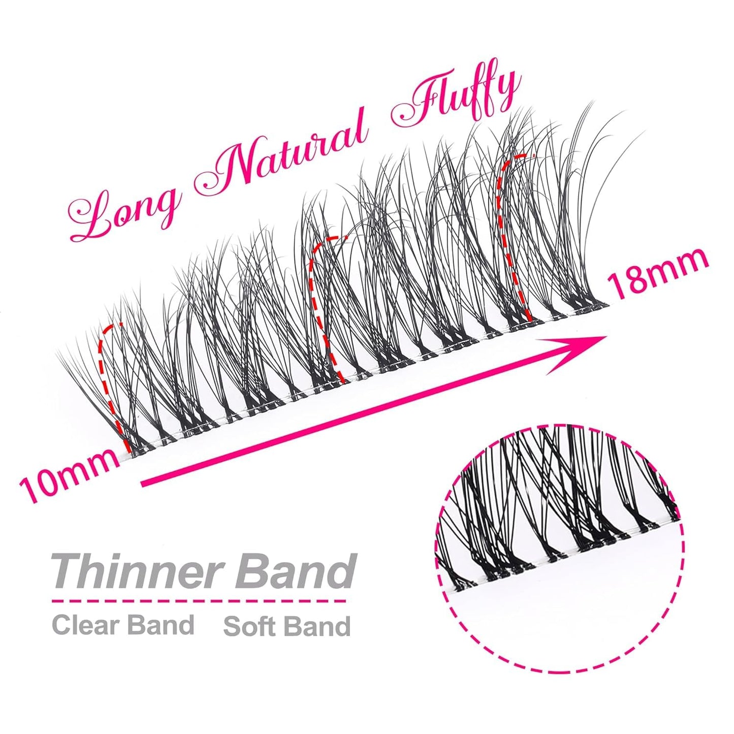 Fake Eyelash Cat Eye Lashes Wispy Natural Look, D Curl 10-18Mm Clear Band 3D Natural False Eyelashes Multipack (A8 Clear Band, 10 Pair (Pack of 1))