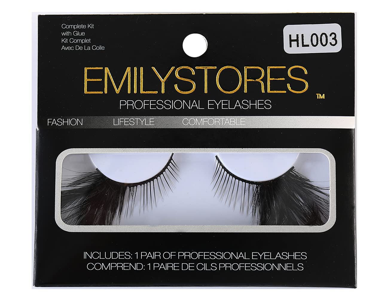 EMILYSTORES Black-Wing Faux-Feather Costume Eye Lashes for Halloween, Dramatic Eyelashes, Party Looking, 1 Pair