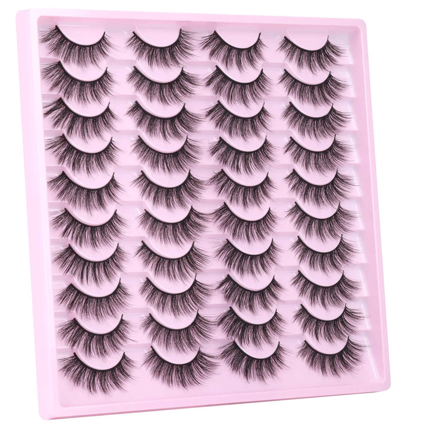 20 Pairs Lashes Wispy Faux Mink Lashes 15Mm Cat Eye False Eyelashes Natural Look 3D Volume C-Curl Strip Lashes Pack by
