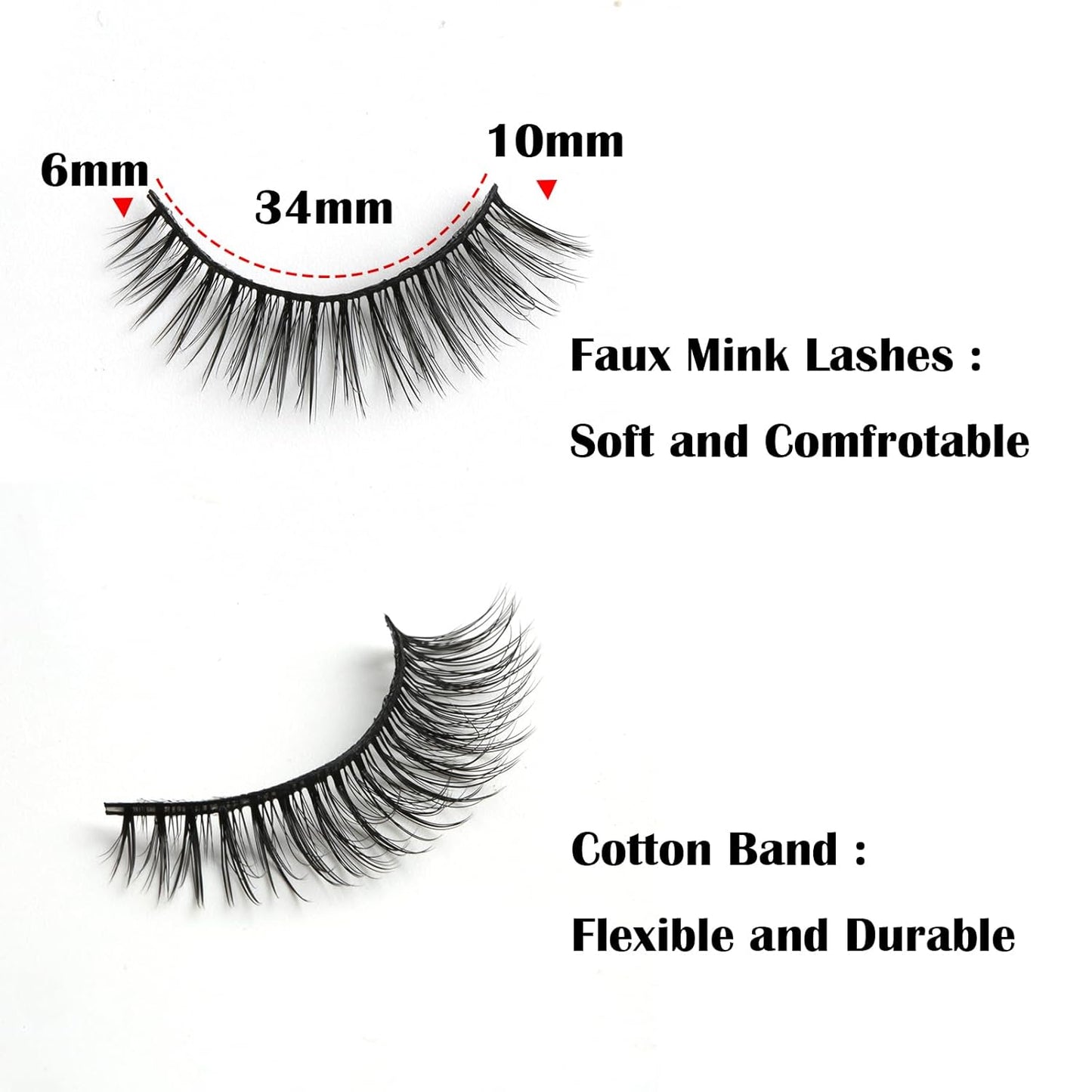 False Eyelashes 10Mm Mink Lashes Natural Look Cat Eye Lashes Strips 3D Faux Mink Lashes Soft Reusable Light Volume Fake Lashes 10 Pairs Pack