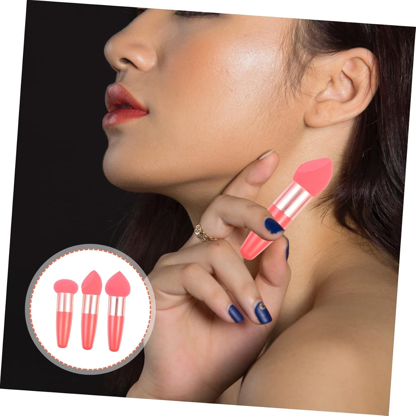 Makeup Pen Set 3Pcs Women Makeup Sponges Handle Portable Beauty Tools for Natural Concealer Application