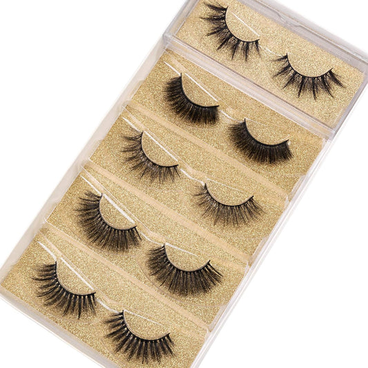 False Eyelashes Fake Lashes - Eyelashes Natural Look 5 Pairs 6D Lashes Mink Eyelashes 5 Styles Mixed Fluffy Lashes Reusable Fake Eyelashes Wispy Mink Lash Natural Look| 15Mm-18Mm