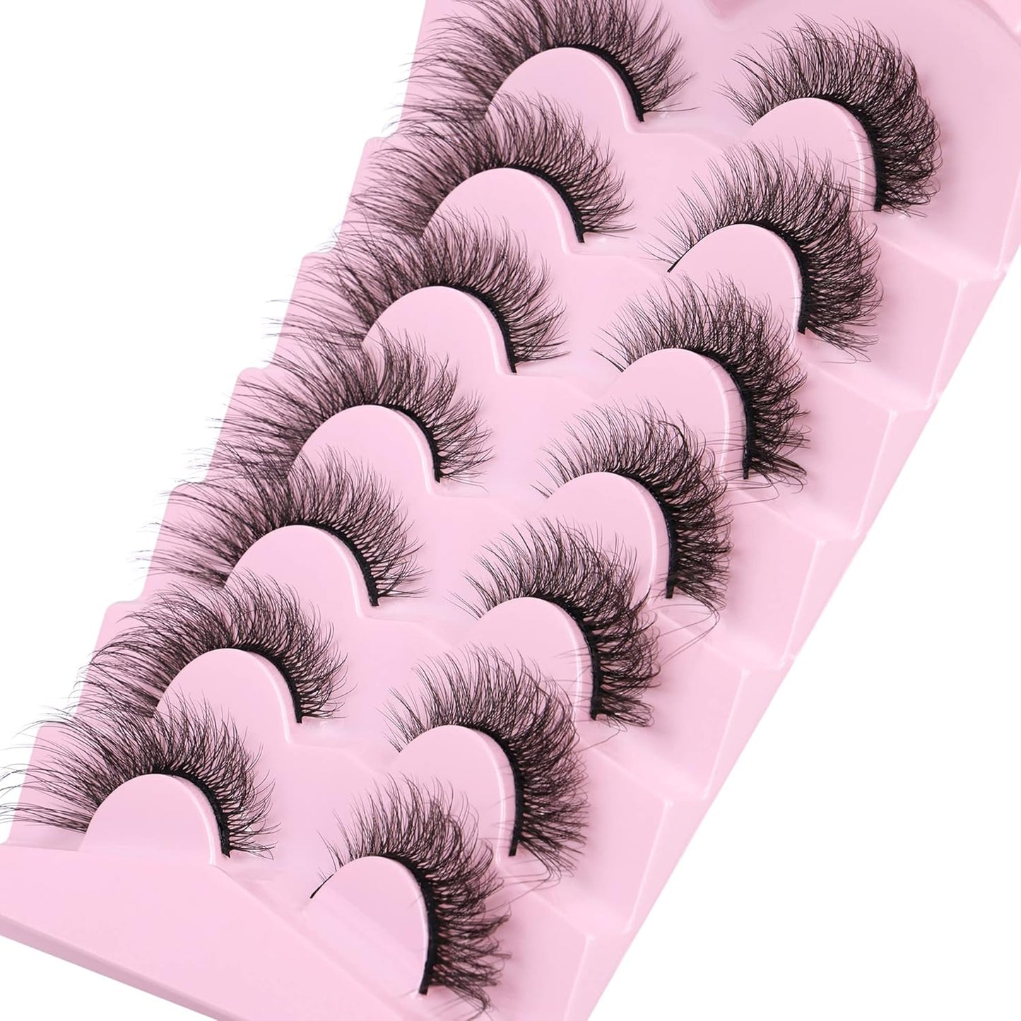 Cat Eye Lashes Natural Look Fluffy Wispy False Eyelashes Pack 20MM 3D Mink Lashes Fluffy Natural False Lashes 7 Pairs by