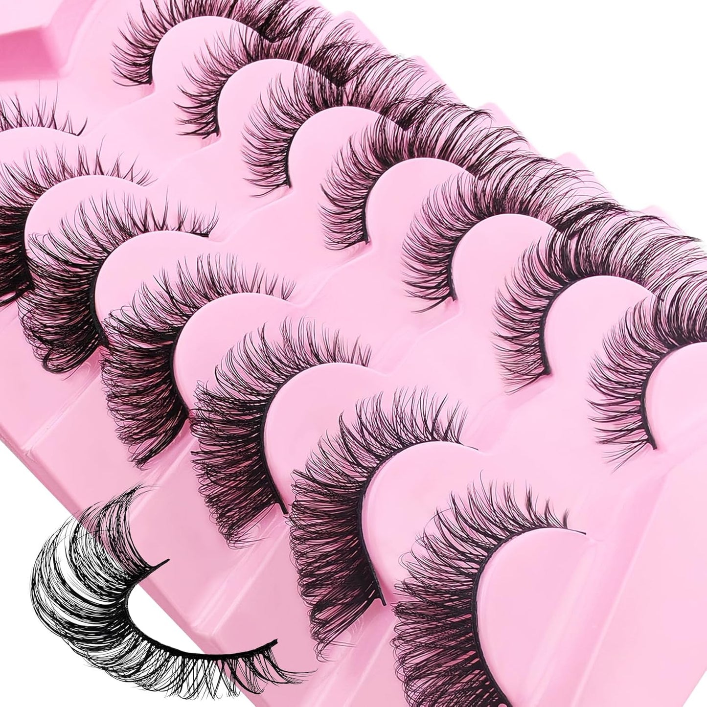 7 Pairs Fox Eye Lashes Flu-Ffy 20Mm Cat-Eye Lashes Curly Volume Eyelashes Faux Mink Lashes That Look like Extensions Lashes Wispy False Eyelashes Natural Look(Fox-16)