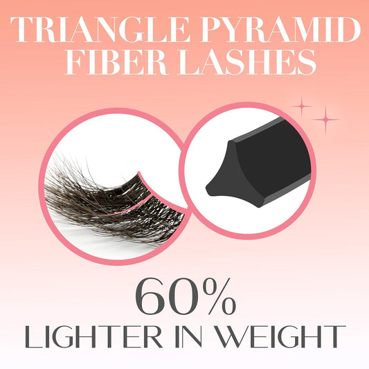 CATTITUDE 5D AM/PM False Eyelashes - Flare Volume Style, Soft Faux Mink & Ultra Lightweight, Invisible Clear Band, Easy to Apply, Reusable, Natural Everyday Look, Cruelty Free