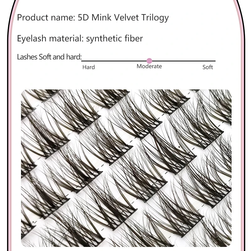 100 Clusters of DIY 5D Fluffy Eyelashes Makeup Eyelash Extension Natural Eyelash Bundle Personal Eyelash Grafting Tool