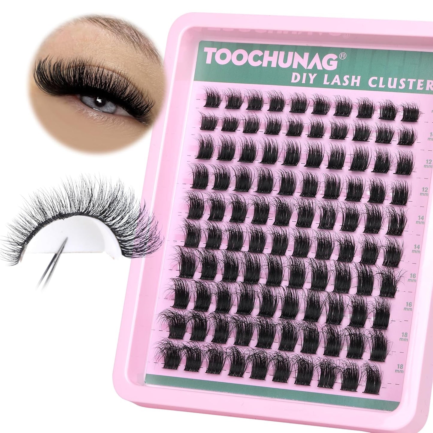 200D Cluster Eyelash Extensions Fluffy Lash Clusters DD Curl Wispy Individual Lashes Clusters Thick Eyelash Clusters 12-18Mm DIY Eyelashes Extension by