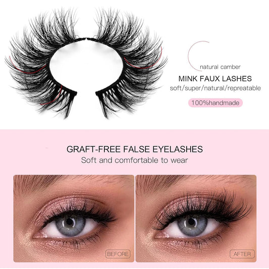 Cat Eye False Eyelashes 14 Pairs 6D Volume Natural Look Fluffy Wispy Lashes 17Mm Eye Lash Extensions Strip Fake Eyelashes Pack