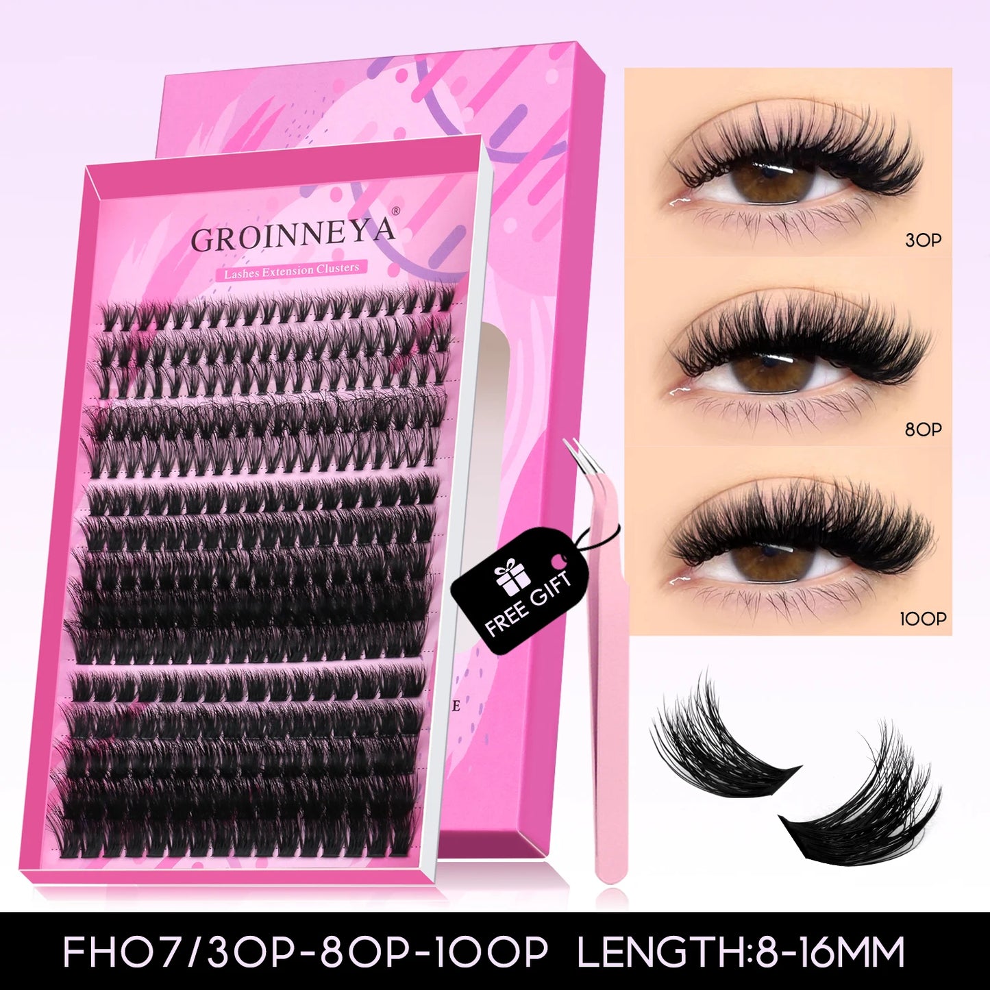 DIY Cluster Lashes Mixed Tray Individual Lashes Volume Eye Lashes Soft Natural Lashes Mink Lash Cluster False Eyelash