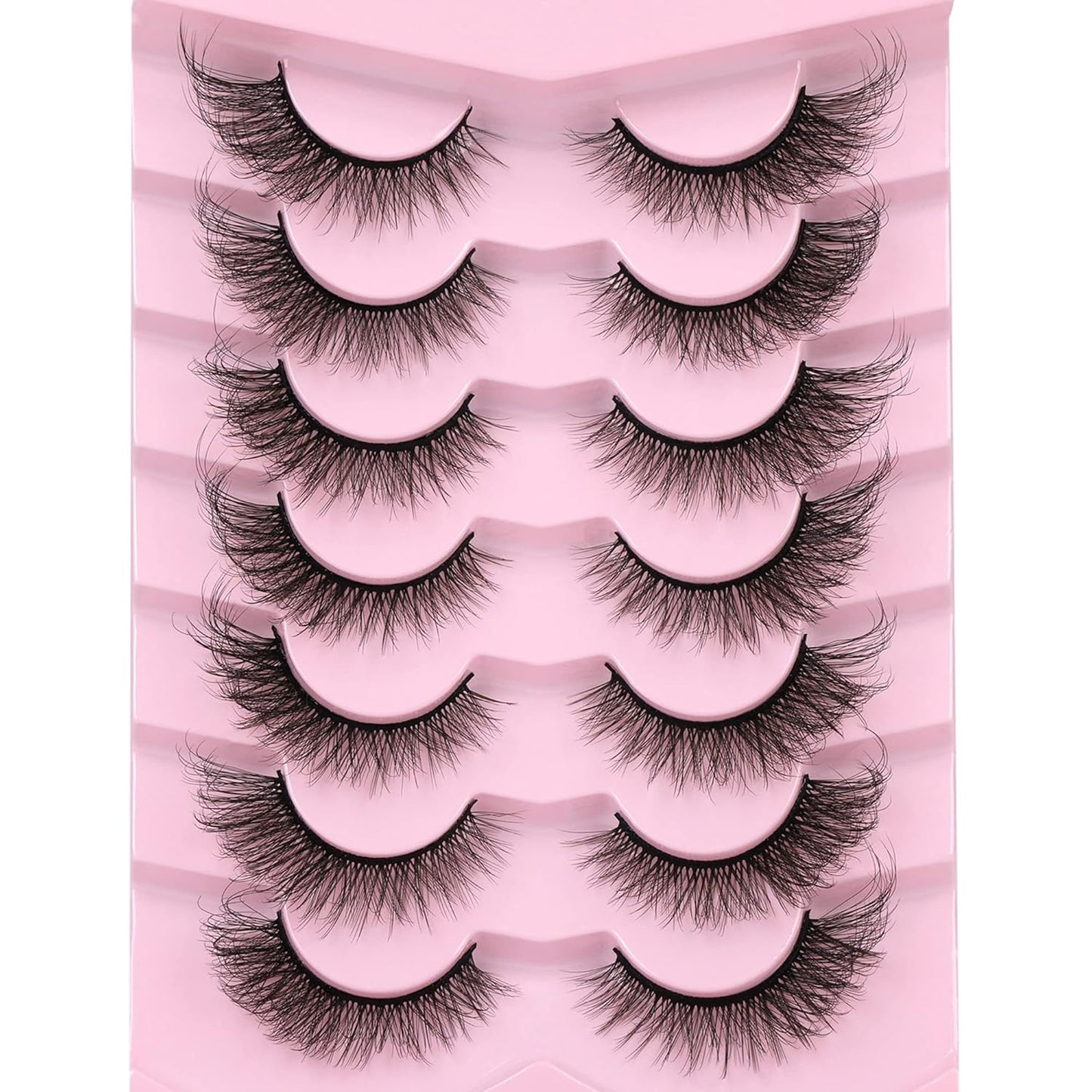 Cat Eye Lashes Natural Look Fluffy Wispy False Eyelashes Pack 20MM 3D Mink Lashes Fluffy Natural False Lashes 7 Pairs by