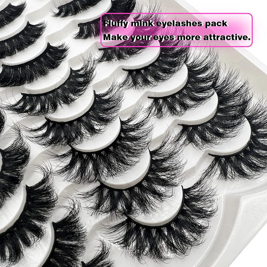 Mink Lashes Bulk False Eyelashes Natural Look, Wispy Fluffy 20 MM Strip Lashes Mink Cat Eye Lashes 18MM 3D Dramatic Mink Eye Lashes Pack - 4 Styles