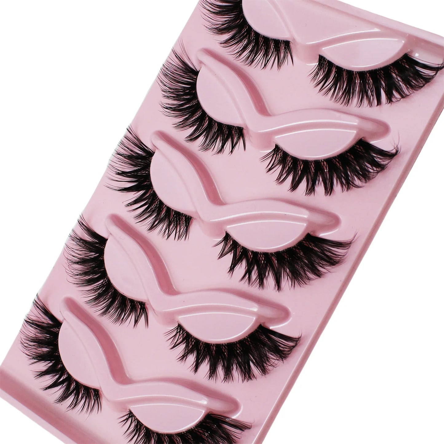5 Pairs Cat Eye Lashes False Eyelashes Winged End Eye Elongated Eyelashes Fake Lashes Soft Natural Long Full Strip Lashes