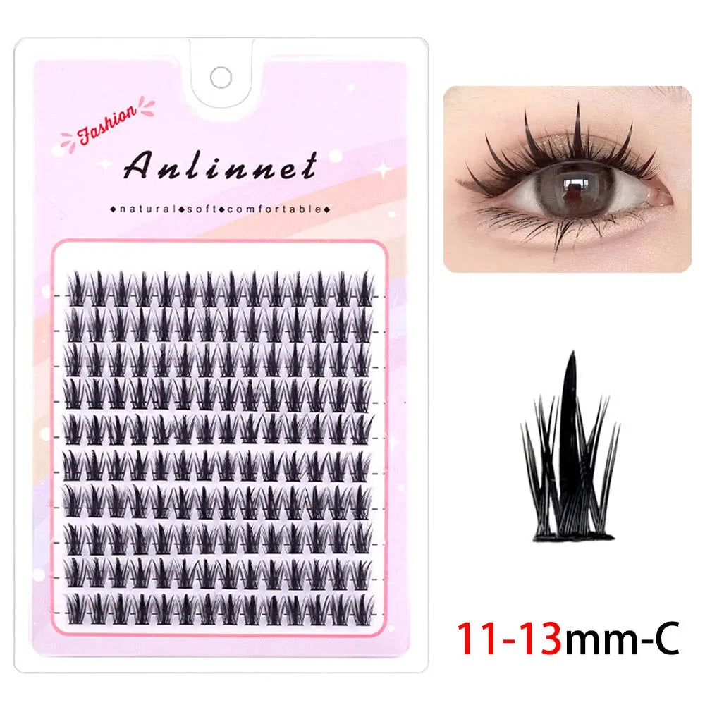 100 Clusters of DIY 5D Fluffy Eyelashes Makeup Eyelash Extension Natural Eyelash Bundle Personal Eyelash Grafting Tool