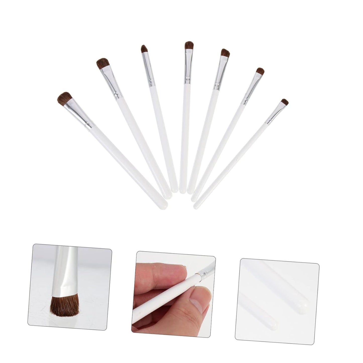 2Sets Makeup Brushes for Eye Shadow Eye Shadow Brush Set Wood Handle Long Handle Powder Applicator 7Pcs*2