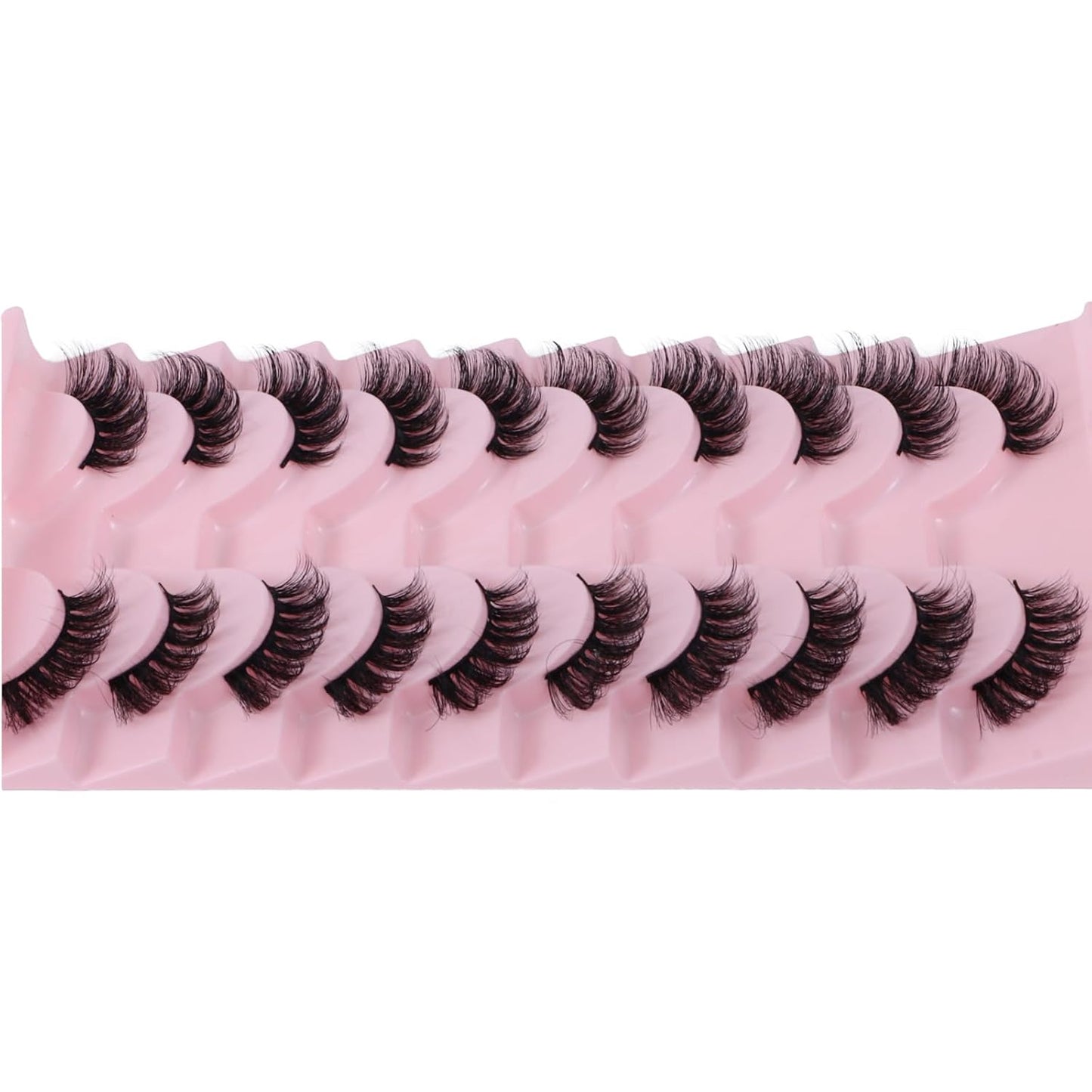 10 Pairs Half Lashes 3D Multi-Layers Fluffy Cat Eye Lashes Clear Band Natural Look False Eyelashes That Look like Extensions 15Mm Curl Volume Lashes Reusable (A2)